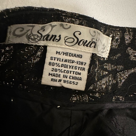 Sans Souci | Black & Gold Dress Shorts Medium - Picture 4 of 4